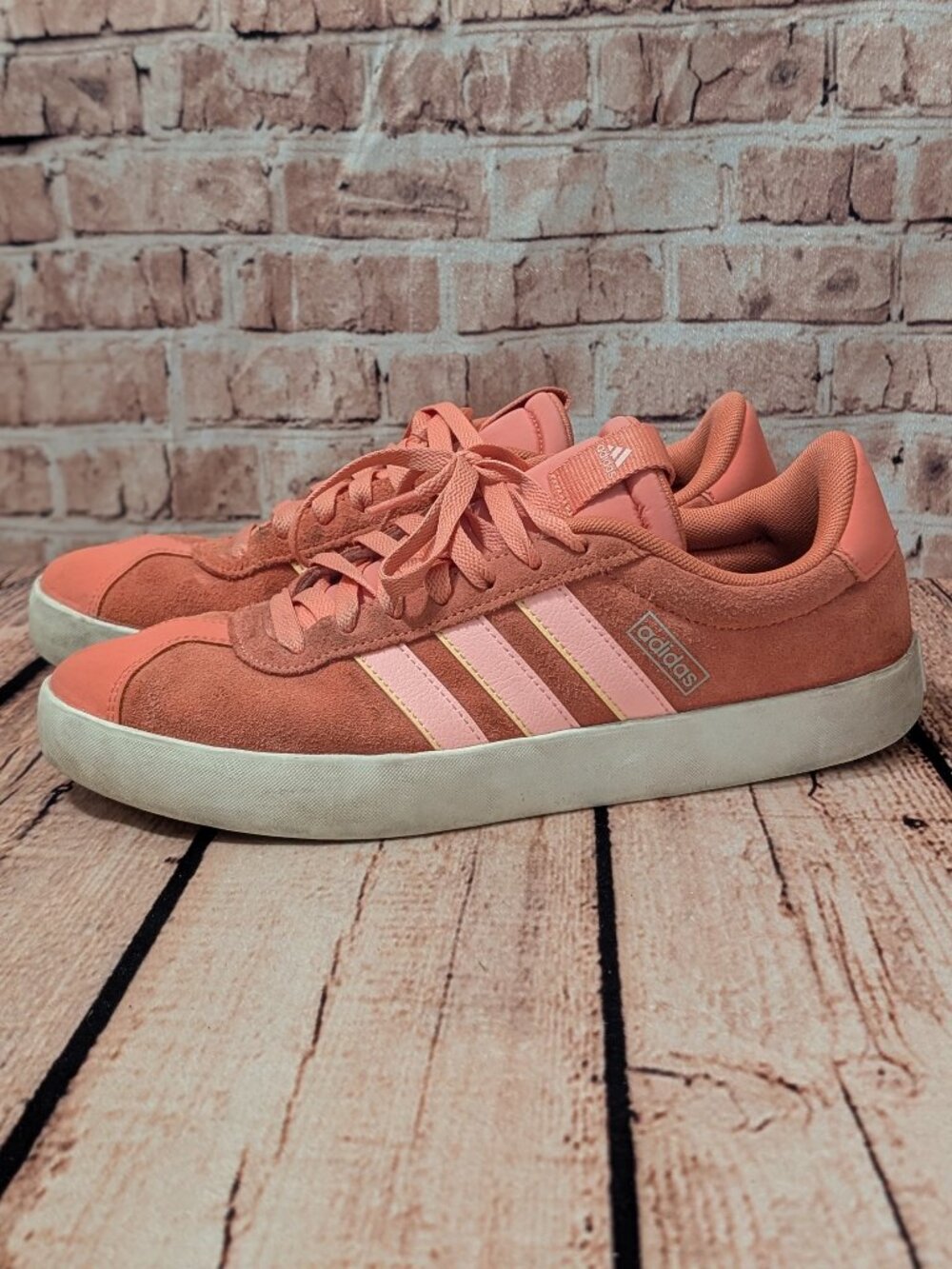 adidas VL Court 2.0 Dust Pink Suede Sneakers Size 10